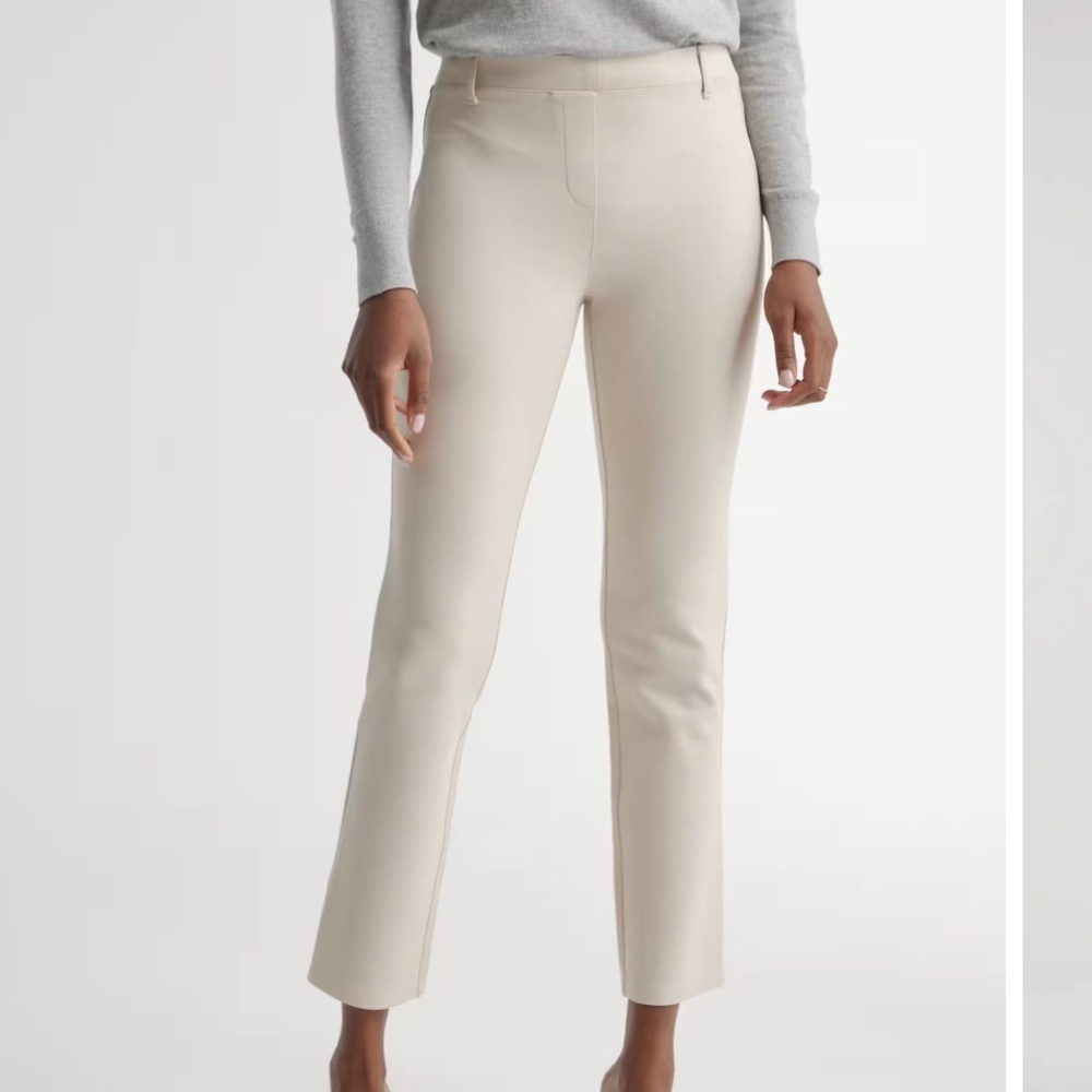 NWT QUINCE Ultra-Stretch Ponte Straight Leg Pants Ecru XS / 26 3741 - Picture 6 of 12
